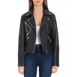 Avec Les Filles Leather Moto Jacket in Black Size Small